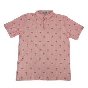 Proud Ninety Shirt Mens 2XL Pink White Stripes Short Sleeve Polo Golf Palm Trees